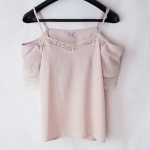 Paper Crane | Cold Shoulder Pale Blush Blouse /A71